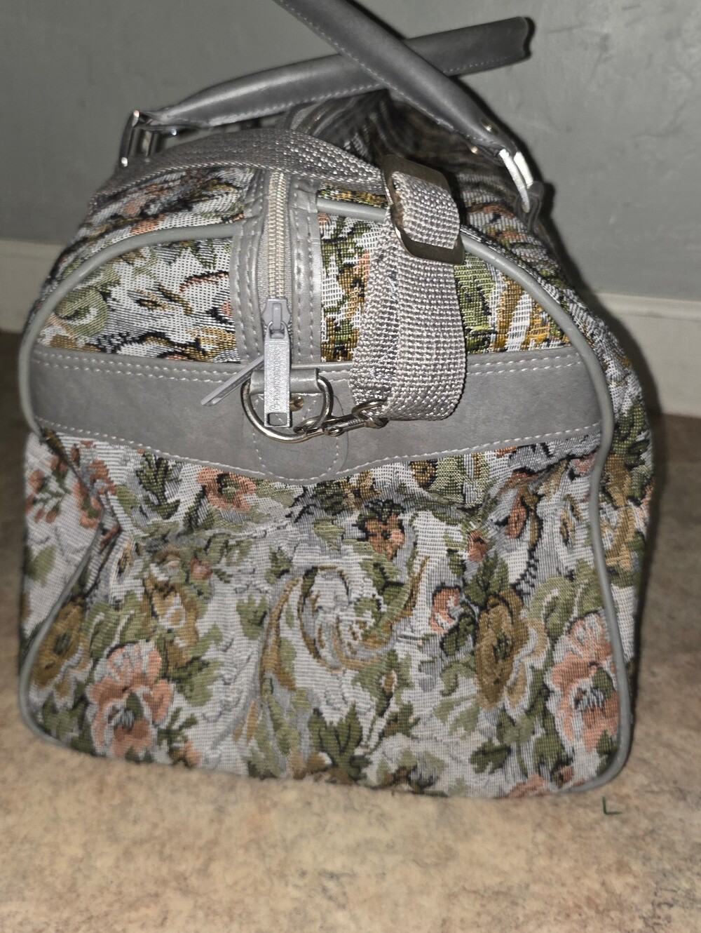 Vintage American Flyer 1980s Floral Canvas Duffle Travel Weekend Bag - Picture 7 of 11
